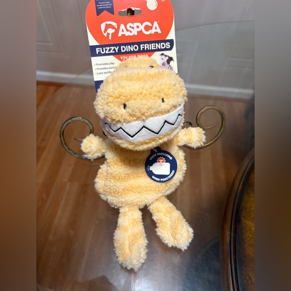ASPCA Fuzzy Dino Friends Dinosaur-  Squeaky Dog Toy 12”